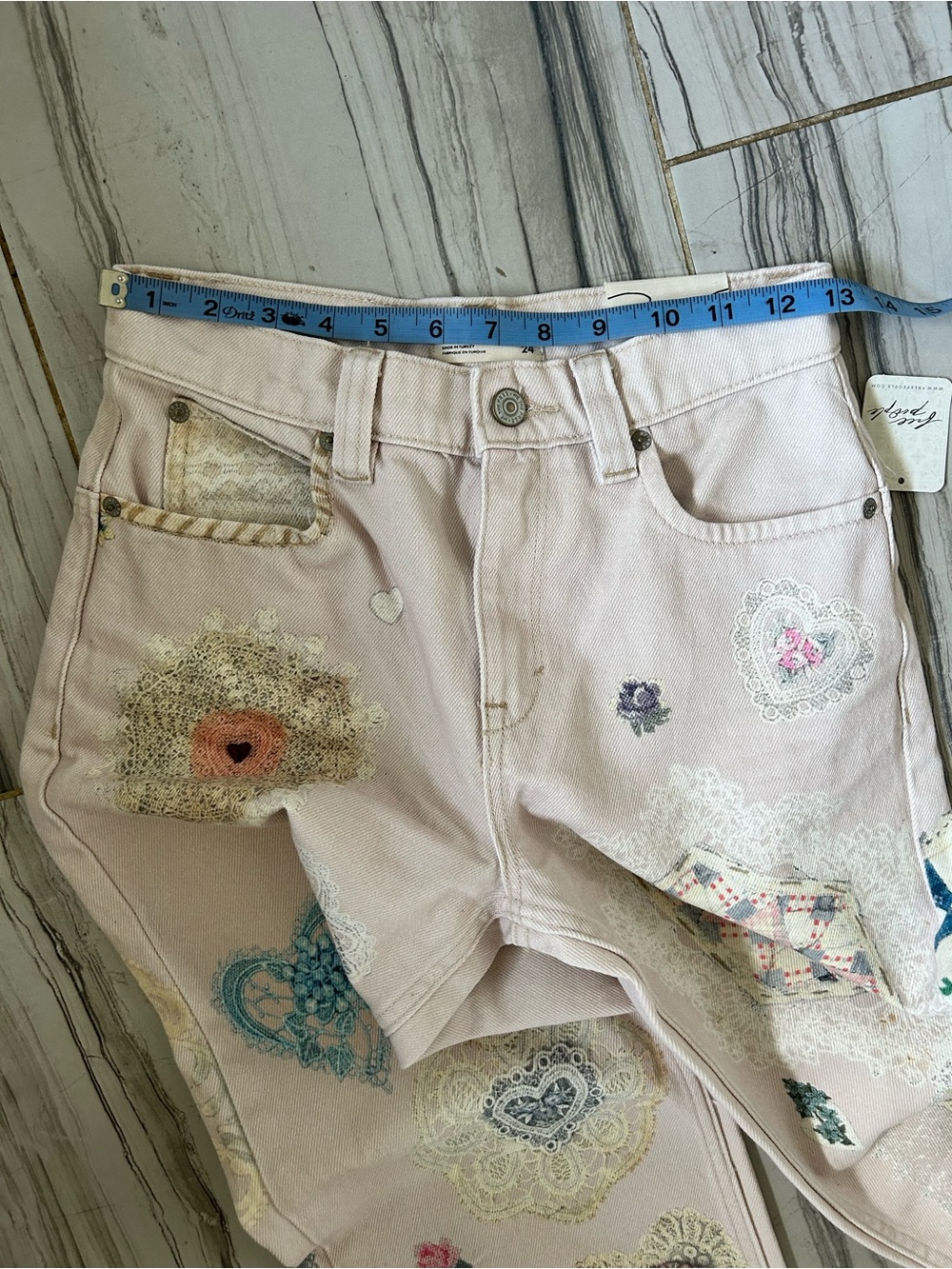 NWT We The Free Tinsley Printed Jeans in Illusions Heirloom Ivory - Picture 14 of 16